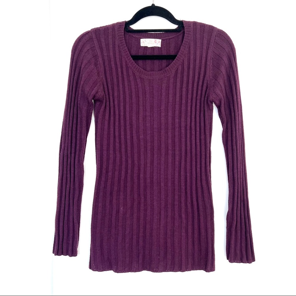 Pink Republic Ribbed Knit Sweater Spiced Plum juniors L